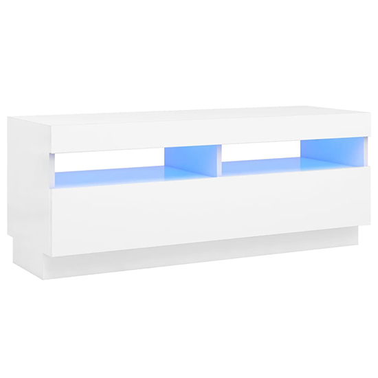 Dezso Wooden TV Stand In White With LED Lights