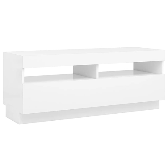 Dezso Wooden TV Stand In White With LED Lights