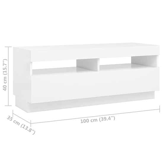 Dezso Wooden TV Stand In White With LED Lights
