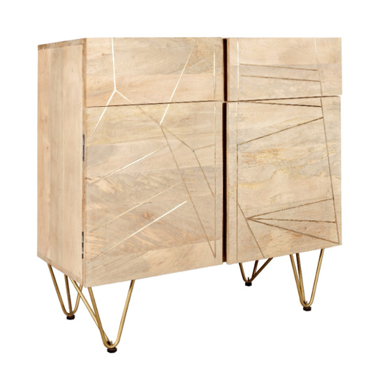 Dhort Medium Wooden Sideboard In Natural With 2 Doors