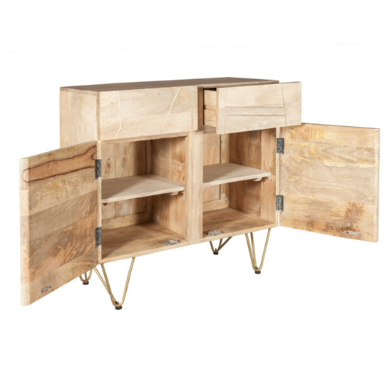 Dhort Medium Wooden Sideboard In Natural With 2 Doors
