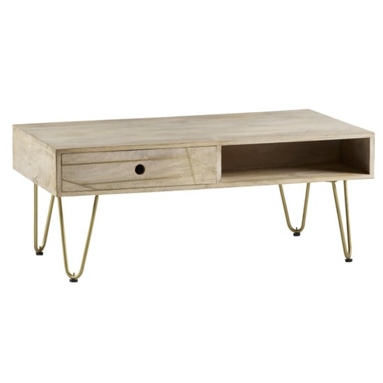 Dhort Rectangular Wooden Coffee Table In Natural