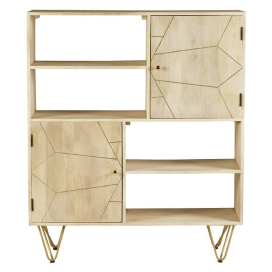 Dhort Wooden Display Cabinet In Natural With 2 Doors