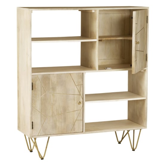 Dhort Wooden Display Cabinet In Natural With 2 Doors
