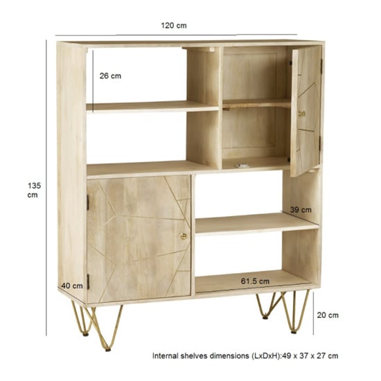 Dhort Wooden Display Cabinet In Natural With 2 Doors