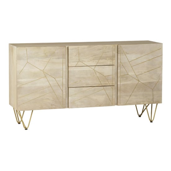 Dhort Wooden Sideboard In Natural With 2 Doors 3 Drawers
