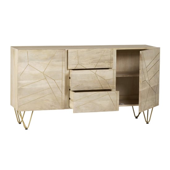 Dhort Wooden Sideboard In Natural With 2 Doors 3 Drawers