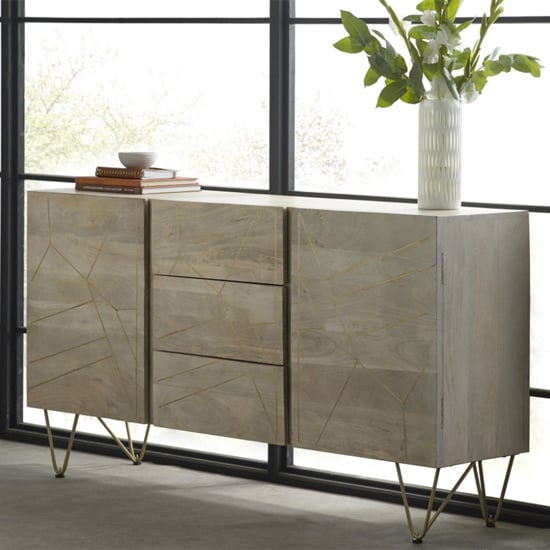 Read more about Dhort wooden sideboard in natural with 2 doors 3 drawers