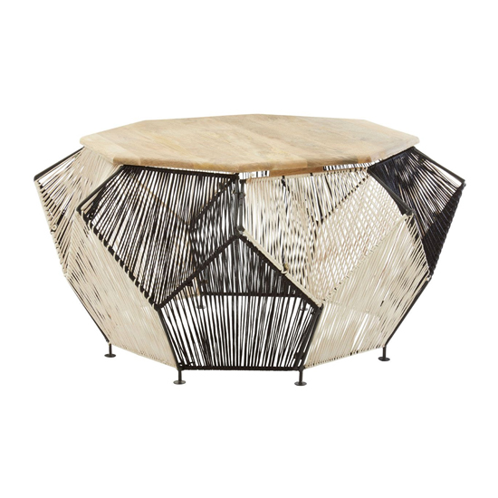 Diadem Octagonal Wooden Coffee Table With Black Metal Frame