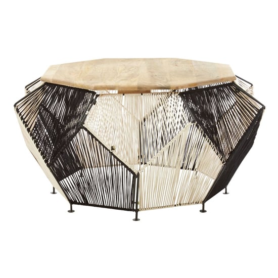 Product photograph of Diadem Octagonal Wooden Coffee Table With Black Metal Frame from Furniture in Fashion