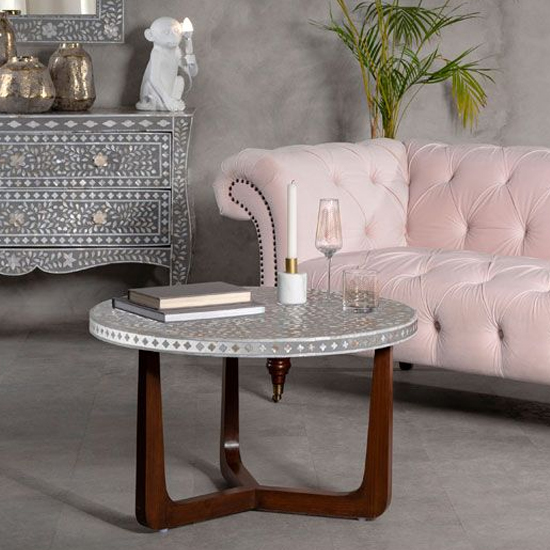Diadem Round Wooden Coffee Table With Brown Legs