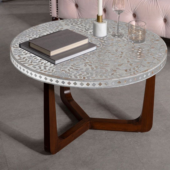 Diadem Round Wooden Coffee Table With Brown Legs