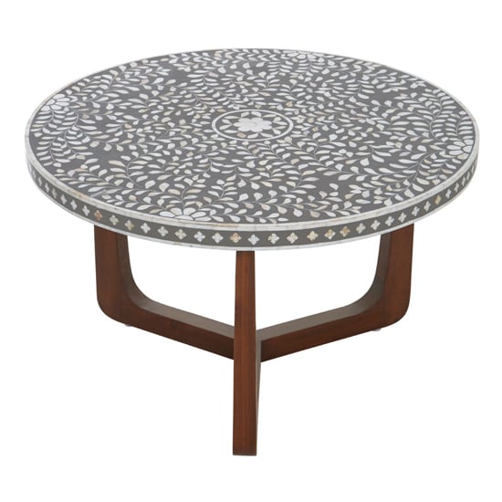 Photo of Diadem round wooden coffee table with brown legs