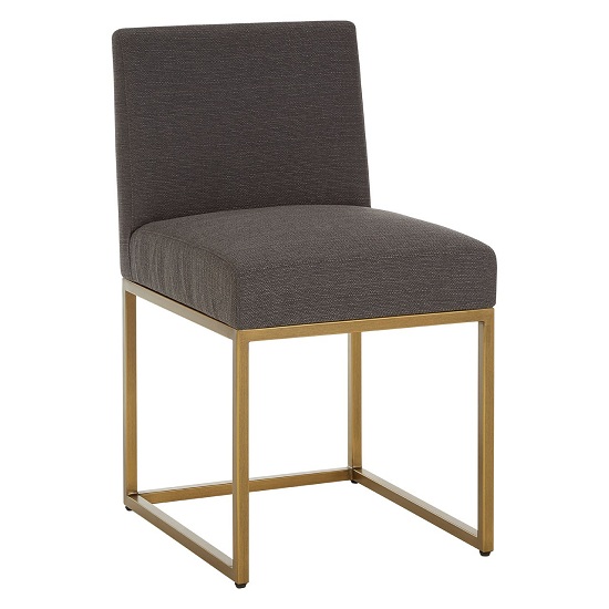 Chalawan Brass Base Dining Chair With Grey Top in Pair  _2