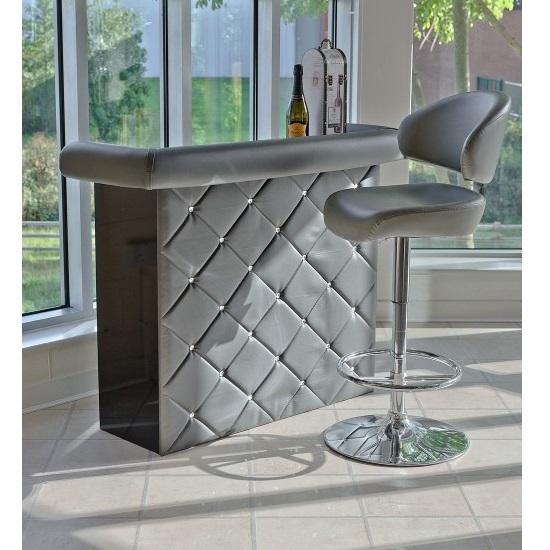 Read more about Diamond bar unit in grey faux leather with diamante