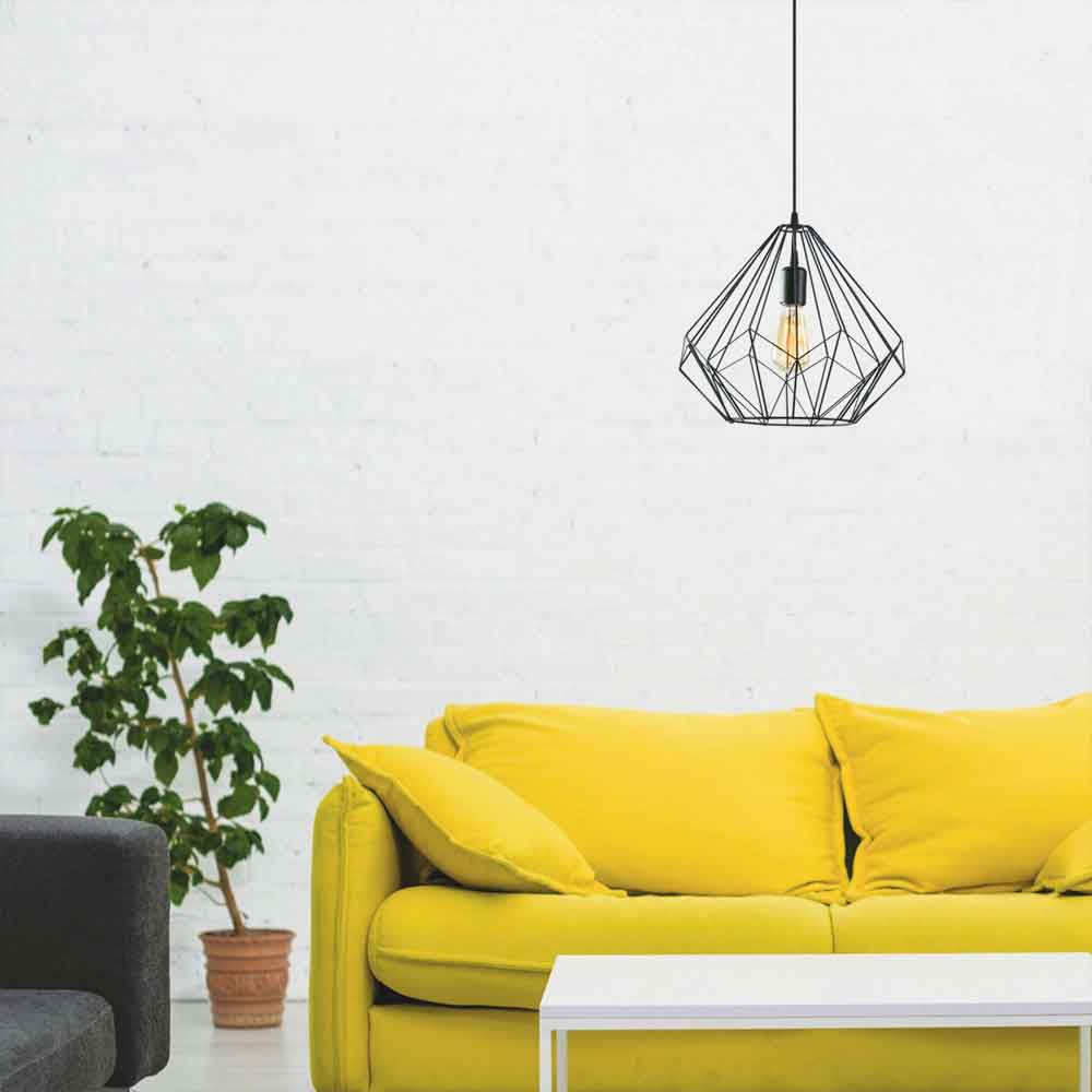 Diamond Large Metal Ceiling Pendant Light in Black