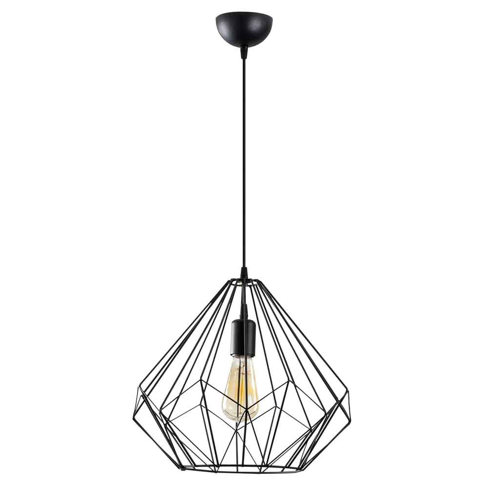 Diamond Large Metal Ceiling Pendant Light in Black