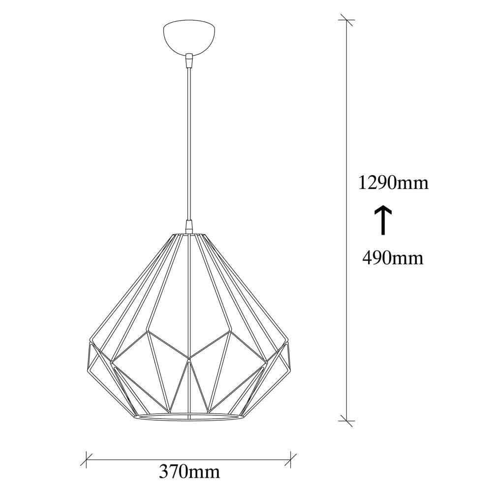 Diamond Large Metal Ceiling Pendant Light in Black