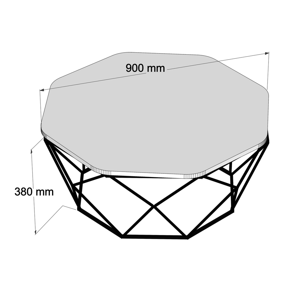 Diamond Black Marble Effect Coffee Table with Metal Base