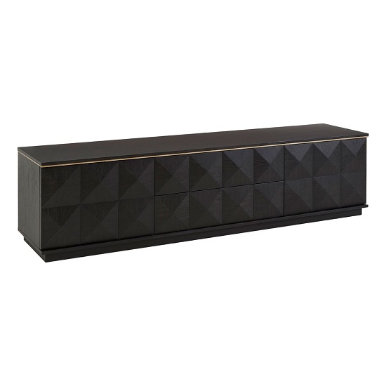 Chalawan Rubberwood TV Stand In Black With Two Doors_2