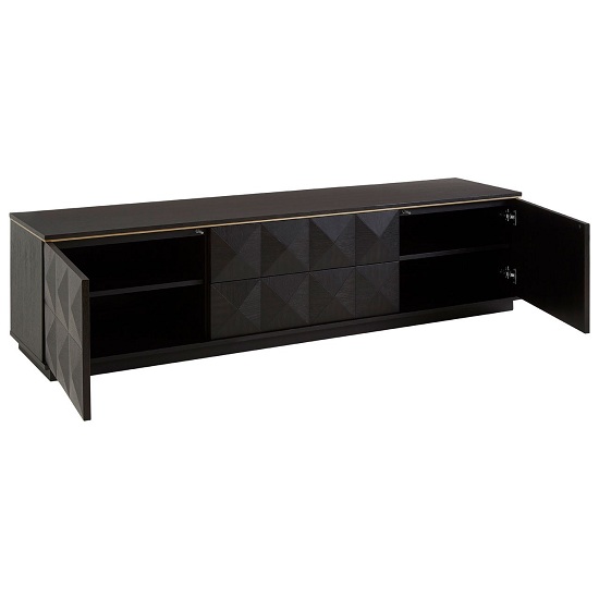 Chalawan Rubberwood TV Stand In Black With Two Doors_4