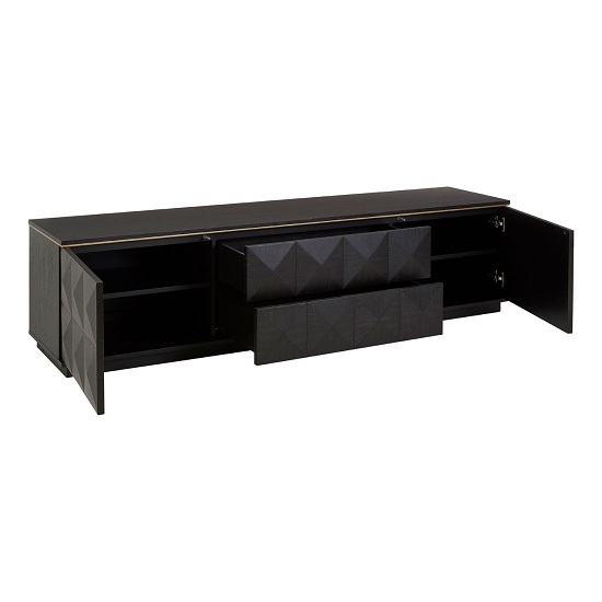 Chalawan Rubberwood TV Stand In Black With Two Doors_5