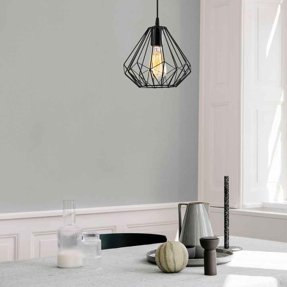 Diamond Small Metal Ceiling Pendant Light in Black