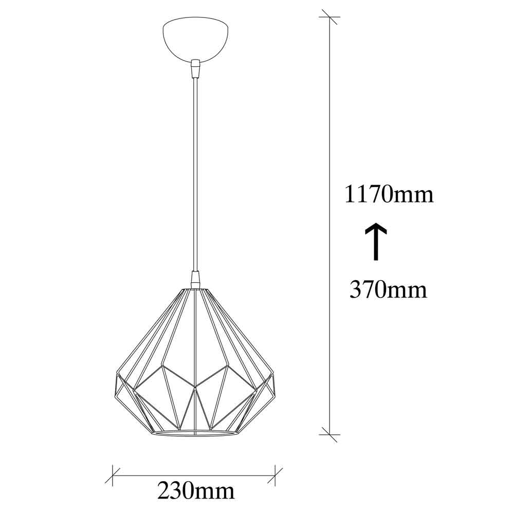 Diamond Small Metal Ceiling Pendant Light in Black