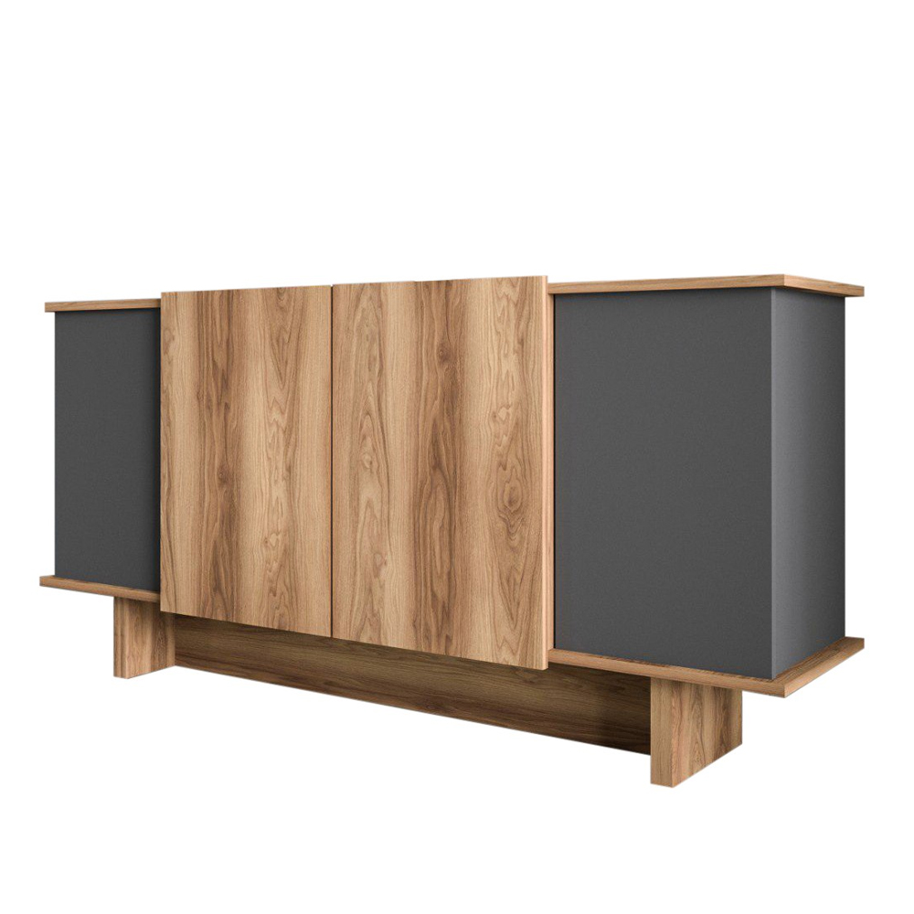 Diana Wooden Sideboard with 4 Doors in Anthracite and Walnut
