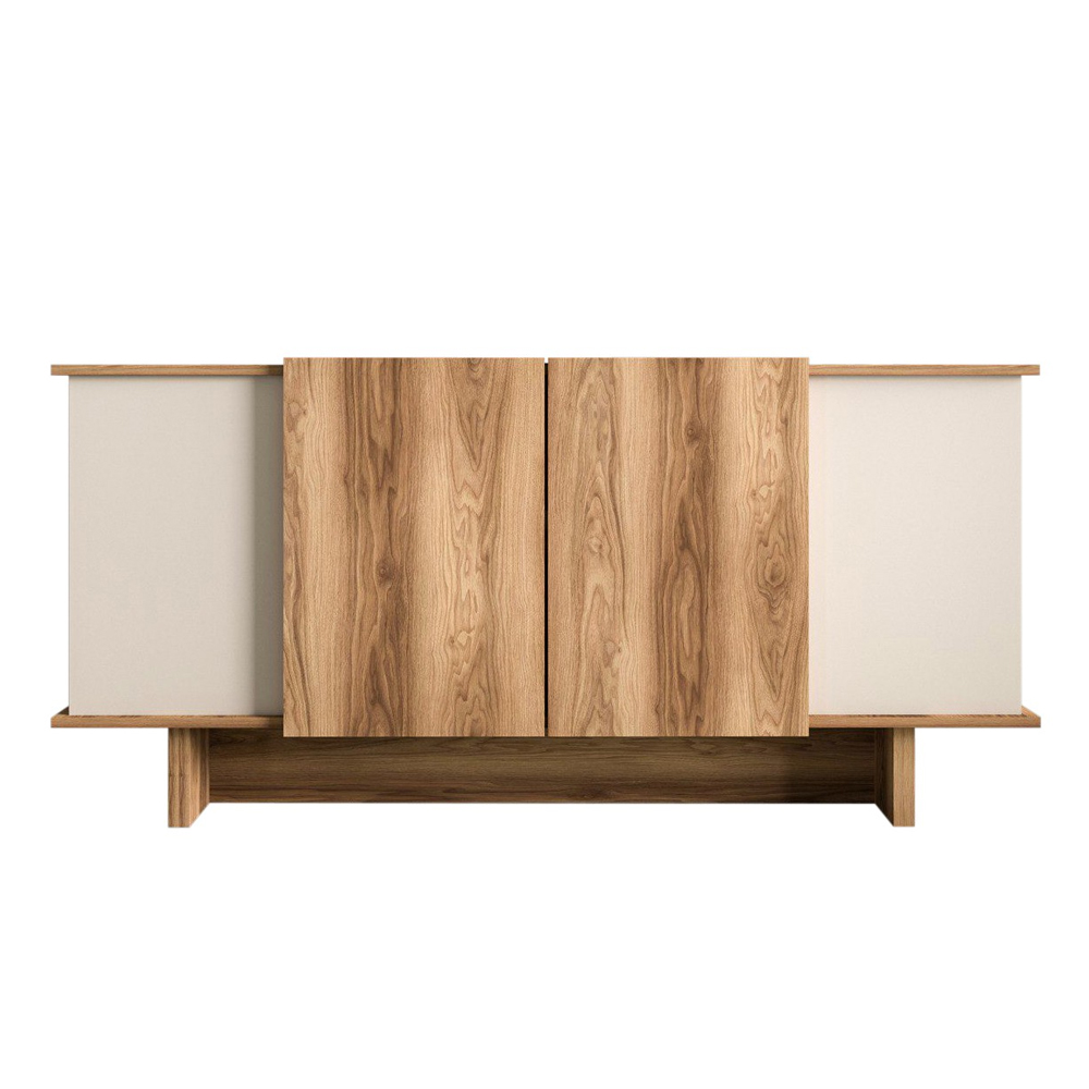 Diana Wooden Sideboard with 4 Doors in Sand and Walnut