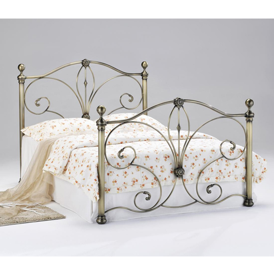 Diane Metal Double Bed In Antique Brass FiF