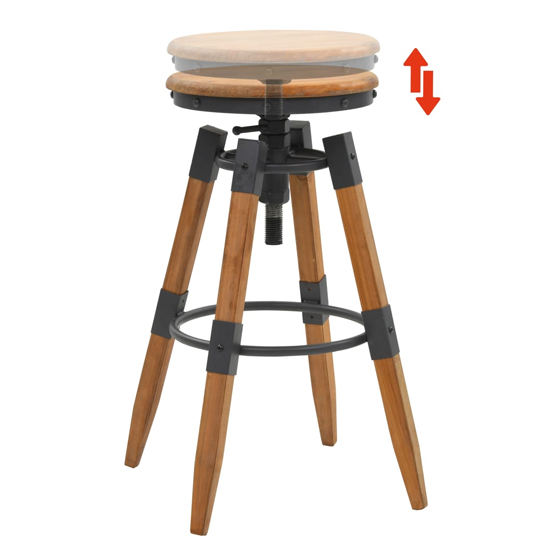 Dianna Outdoor Round Brown Wooden Bar Stools In A Pair