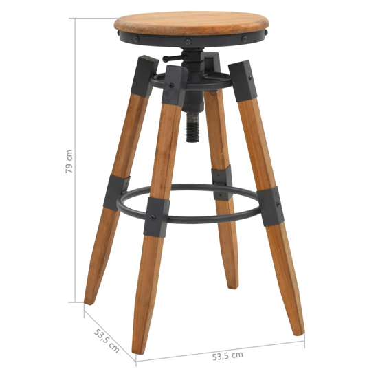 Dianna Outdoor Round Brown Wooden Bar Stools In A Pair