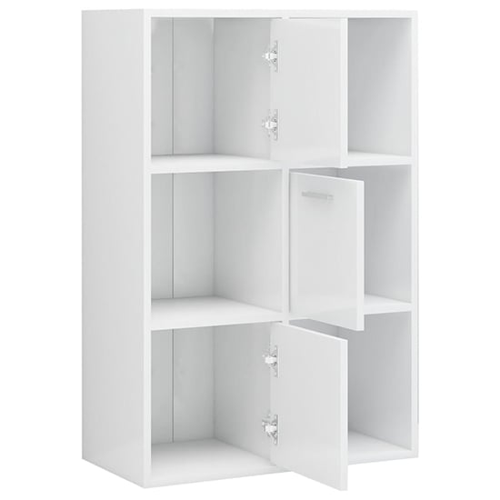 Diara High Gloss Storage 3 Doors 3 Shelves In White Furniture in Fashion