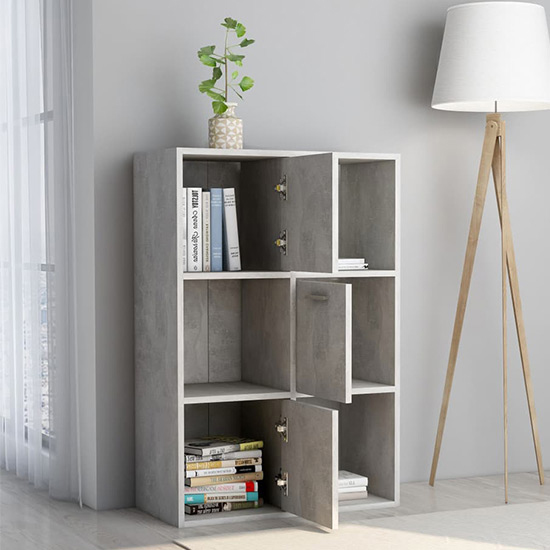 Diara Wooden Storage Cabinet 3 Door 3 Shelve In Concrete Effect