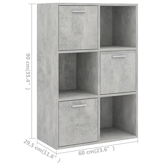 Diara Wooden Storage Cabinet 3 Door 3 Shelve In Concrete Effect