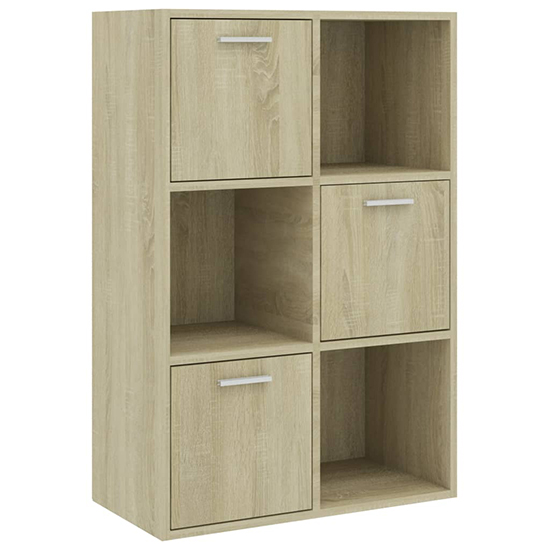 Diara Wooden Storage Cabinet 3 Doors 3 Shelves In Sonoma Oak