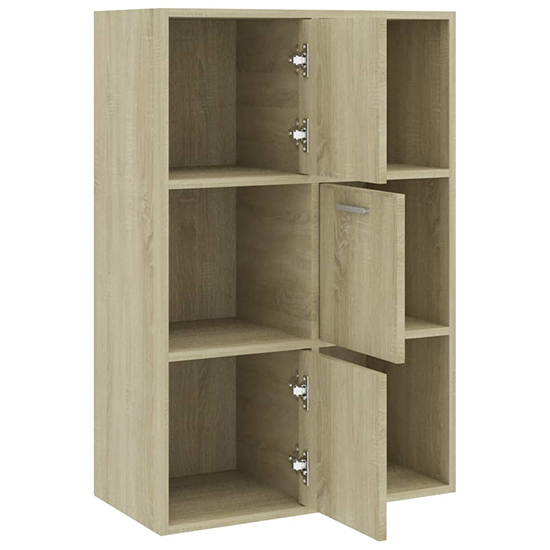 Diara Wooden Storage Cabinet 3 Doors 3 Shelves In Sonoma Oak