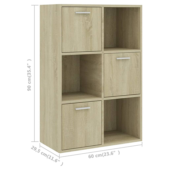 Diara Wooden Storage Cabinet 3 Doors 3 Shelves In Sonoma Oak