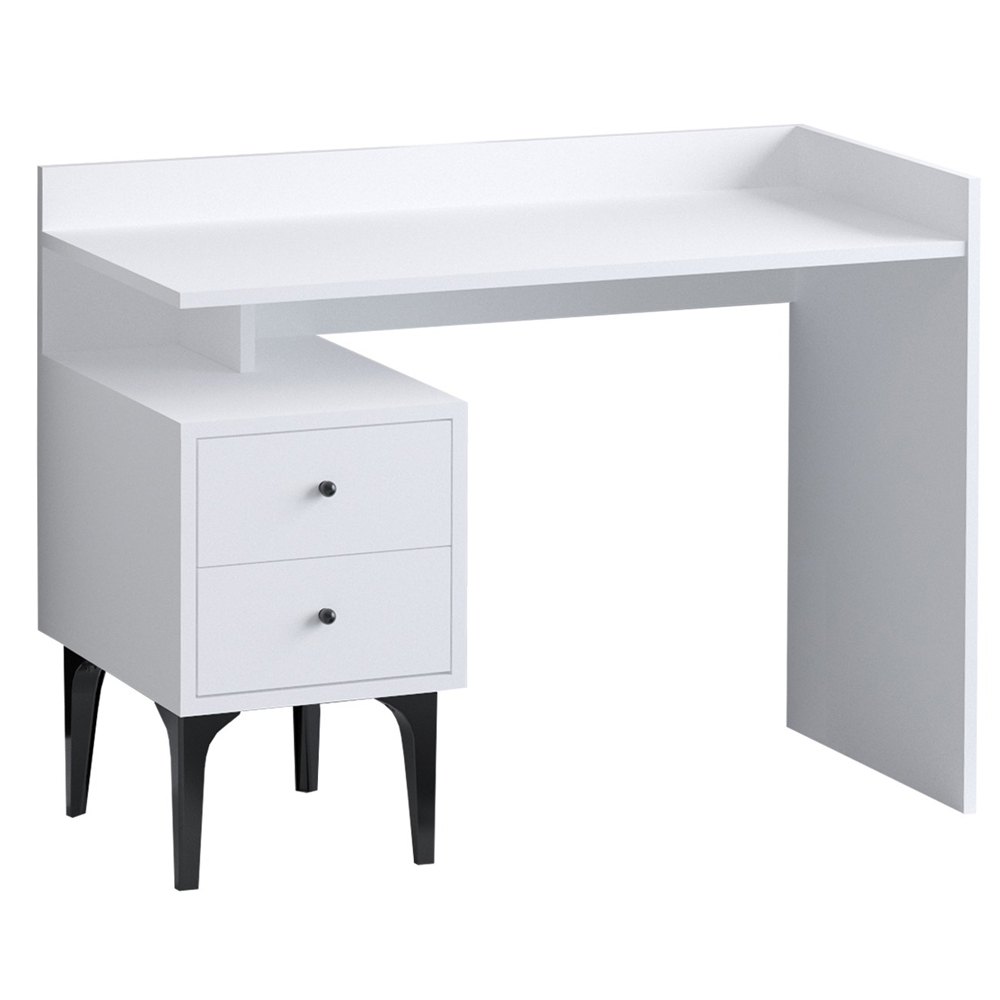 Diaroza Wooden Laptop Desk With 2 Drawers In White
