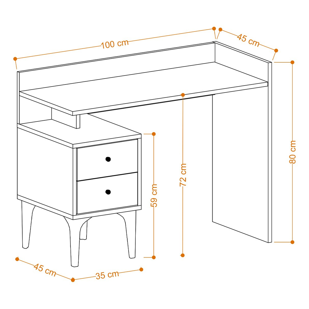 Diaroza Wooden Laptop Desk With 2 Drawers In White