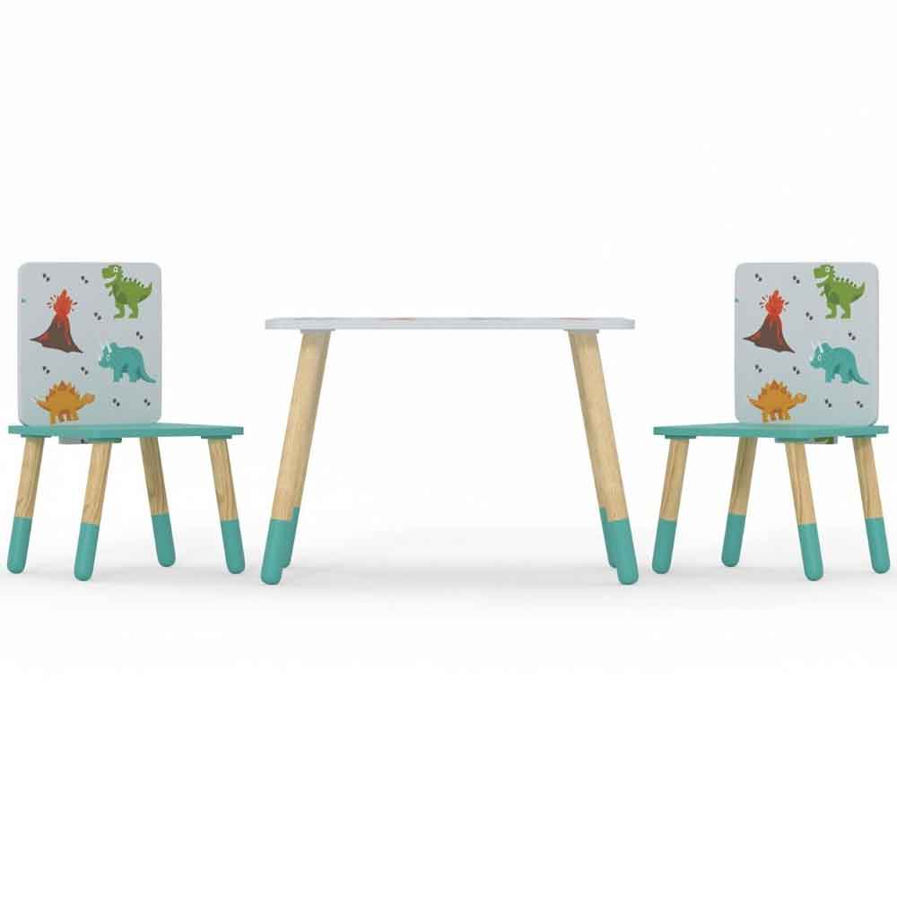 Dickson Wooden Dinosaur Pattern Table And 2 Chairs In Multicolour