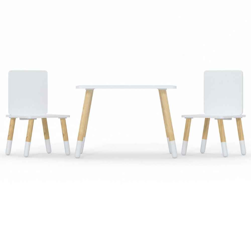 Dickson Wooden Kids Table And 2 Chairs In White