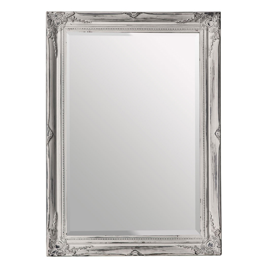 Product photograph of Dicrona Rectanuglar Wall Mirror In Distressed White from Furniture in Fashion