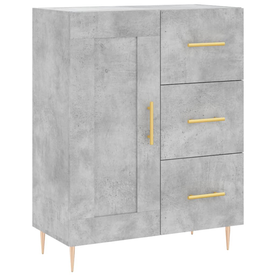 Didim Wooden Sideboard With 1 Door 3 Drawers In Concrete Effect