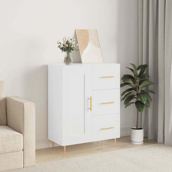 Product photograph of Didim Wooden Sideboard With 1 Door 3 Drawers In White from Furniture in Fashion