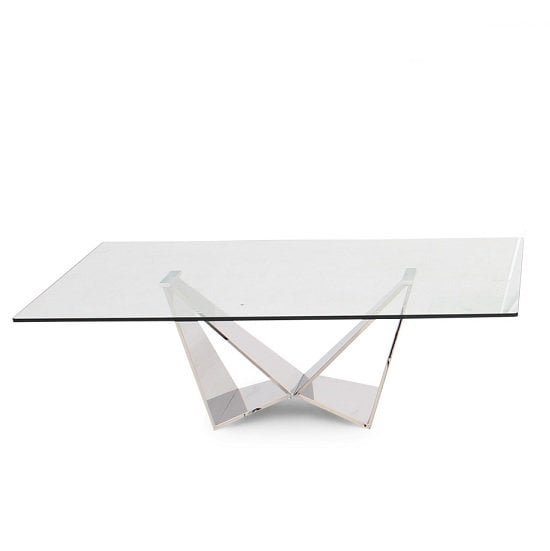 Photo of Feering glass coffee table in clear with stainless steel base