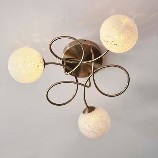 Read more about Dieppe 3 lights semi flush ceiling light in antique brass