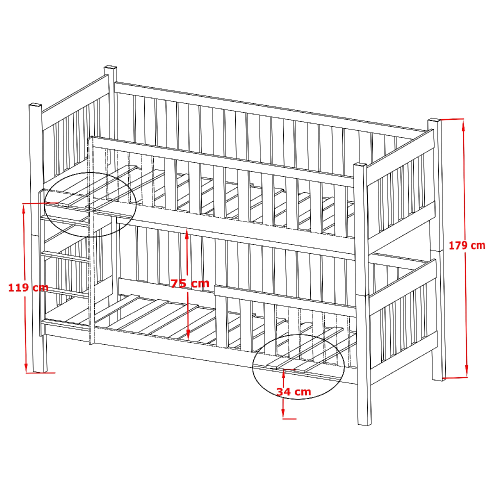 Dieppe Wooden Bunk Bed Without Mattress In Grey