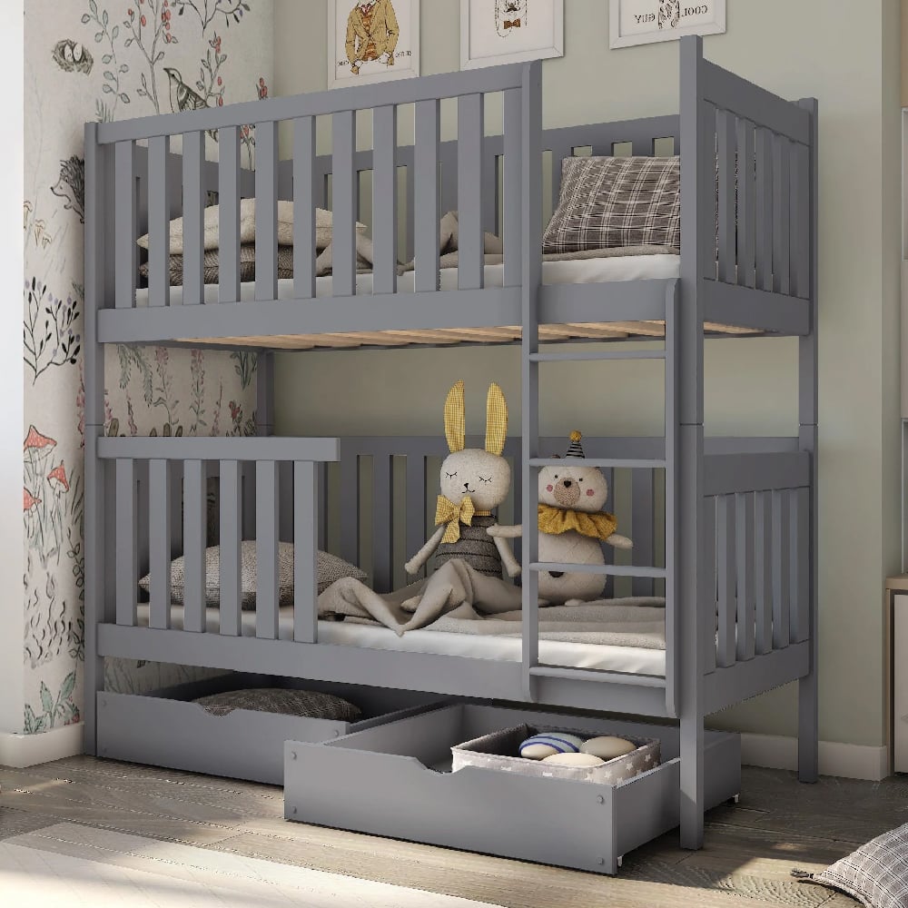 Read more about Dieppe wooden bunk bed without mattress in grey